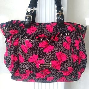 Betsy Johnson tote bag Purse pink black leopard print